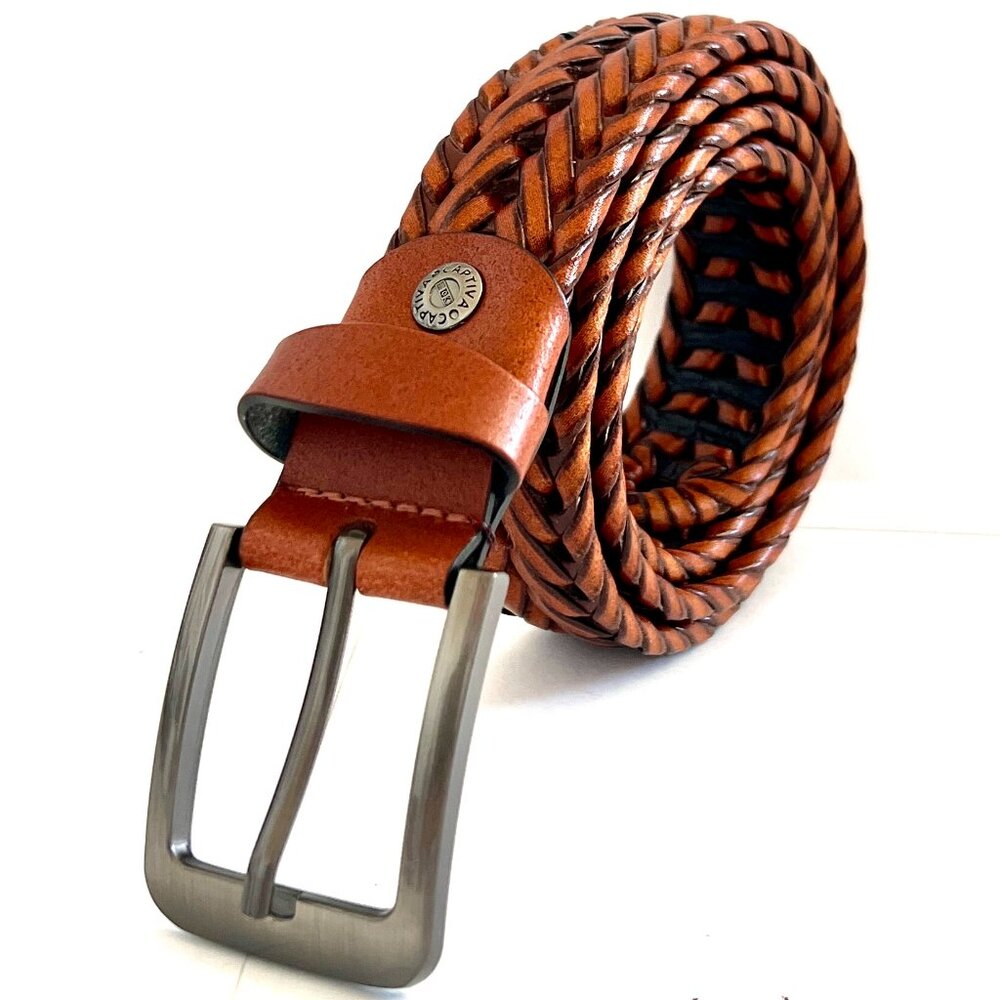 Men's Belt Leather Handmade Braided 1 1/2" fully adjustable